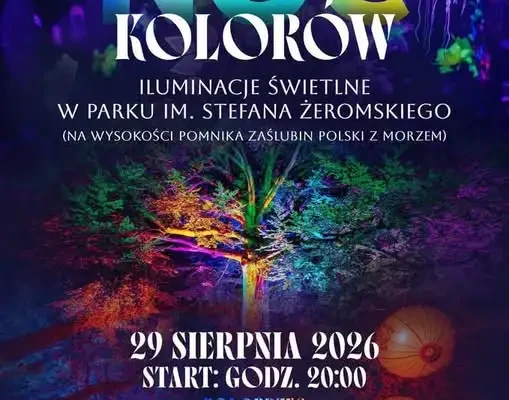Noc Kolorów 2026 w Kołobrzegu: Świetlne widowisko w Parku Żeromskiego