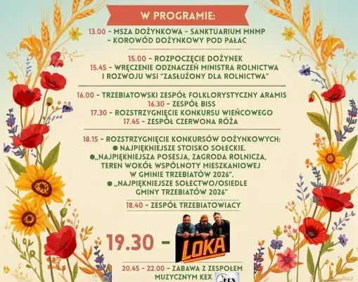Dożynki Gminne w Trzebiatowie 2026 – święto plonów w Ogrodach Pałacowych