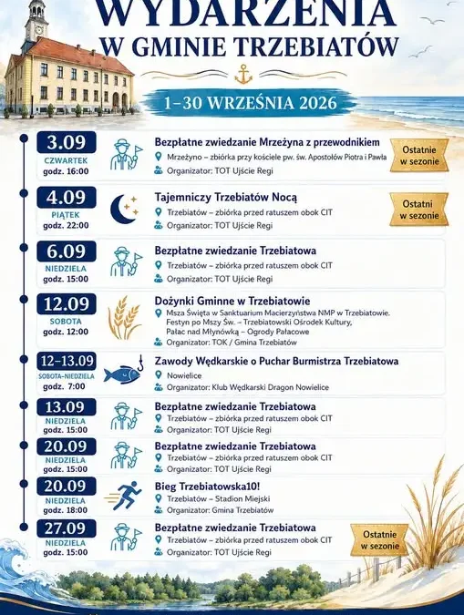 Wrzesień w Gminie Trzebiatów: zwiedzanie, dożynki, biegi i zawody wędkarskie