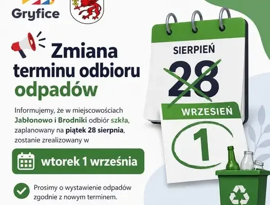 Zmiana terminu odbioru szkła w Jabłonowie i Brodnikach