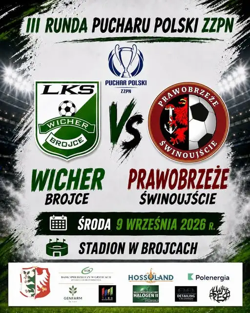 Pucharowy pojedynek: Wicher Brojce zmierzy się z Prawobrzeżem Świnoujście