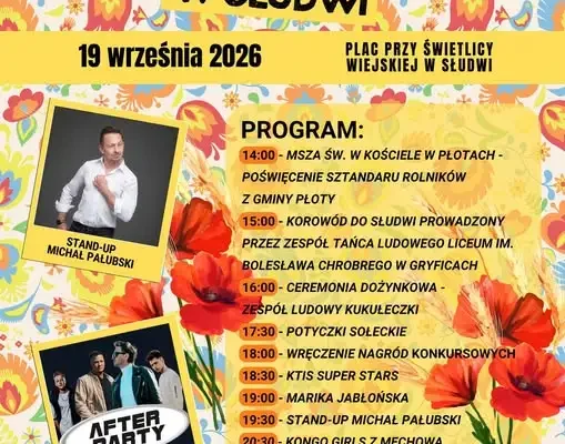 Dożynki Gminne w Słudwi – święto plonów z gwiazdą wieczoru After Party