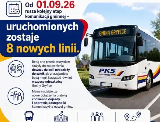 Gmina Gryfice uruchamia 8 nowych linii komunikacyjnych – sprawdź rozkłady