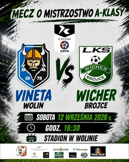 Wicher Brojce zagra z liderem. Vineta Wolin czeka na komplet punktów