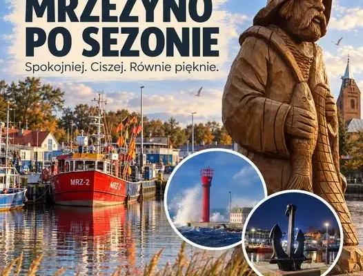Mrzeżyno po sezonie: spokojniejsza plaża i port bez wakacyjnego pośpiechu
