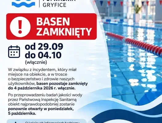Basen w Gryficach tymczasowo zamknięty. Powód: incydent na obiekcie