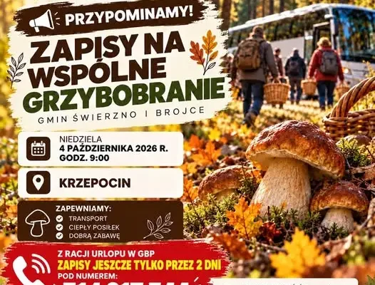 Ostatnie dni na zapisy na wspólne grzybobranie w Gminie Brojce