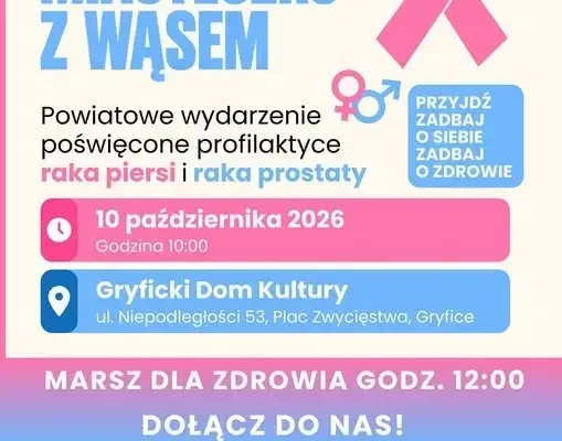 Różowe Miasteczko z Wąsem w Gryficach – profilaktyka raka piersi i prostaty